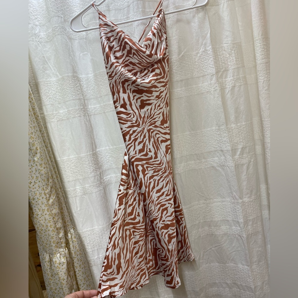 Glamorous Tan Zebra Print Dress